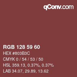 Color code: RGB 128 59 60 | qconv.com