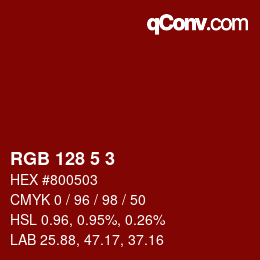 Color code: RGB 128 5 3 | qconv.com