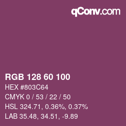 カラーコード: RGB 128 60 100 | qconv.com