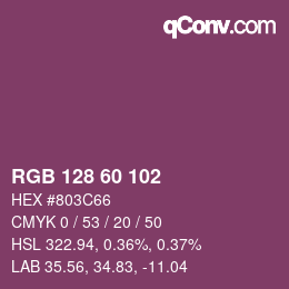 カラーコード: RGB 128 60 102 | qconv.com