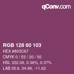 Color code: RGB 128 60 103 | qconv.com