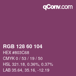 カラーコード: RGB 128 60 104 | qconv.com