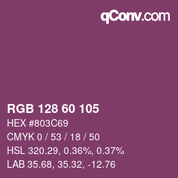 Color code: RGB 128 60 105 | qconv.com