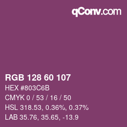 カラーコード: RGB 128 60 107 | qconv.com