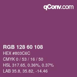 Color code: RGB 128 60 108 | qconv.com