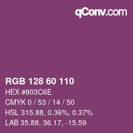 カラーコード: RGB 128 60 110 | qconv.com