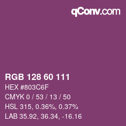 颜色代码: RGB 128 60 111 | qconv.com