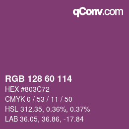 颜色代码: RGB 128 60 114 | qconv.com