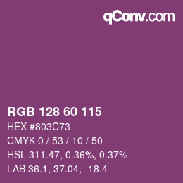 カラーコード: RGB 128 60 115 | qconv.com