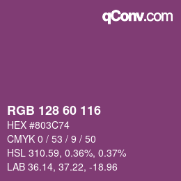 カラーコード: RGB 128 60 116 | qconv.com