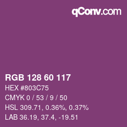 カラーコード: RGB 128 60 117 | qconv.com