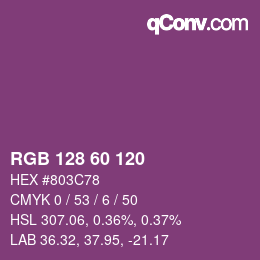 カラーコード: RGB 128 60 120 | qconv.com
