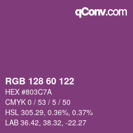 カラーコード: RGB 128 60 122 | qconv.com