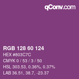 颜色代码: RGB 128 60 124 | qconv.com