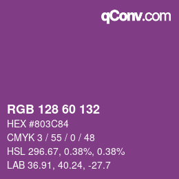 カラーコード: RGB 128 60 132 | qconv.com