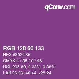 颜色代码: RGB 128 60 133 | qconv.com
