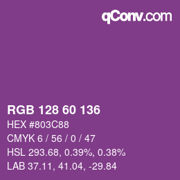 カラーコード: RGB 128 60 136 | qconv.com