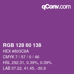 カラーコード: RGB 128 60 138 | qconv.com