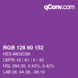 カラーコード: RGB 128 60 152 | qconv.com
