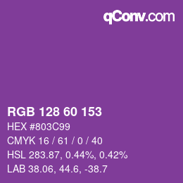 カラーコード: RGB 128 60 153 | qconv.com