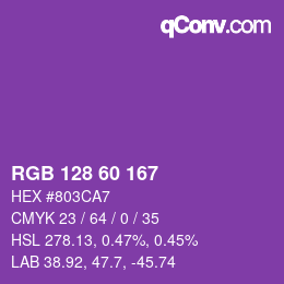 カラーコード: RGB 128 60 167 | qconv.com