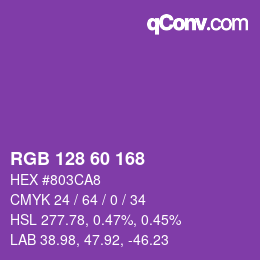 Color code: RGB 128 60 168 | qconv.com