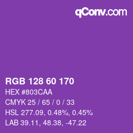 カラーコード: RGB 128 60 170 | qconv.com