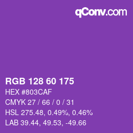 颜色代码: RGB 128 60 175 | qconv.com