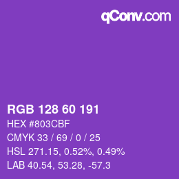 カラーコード: RGB 128 60 191 | qconv.com