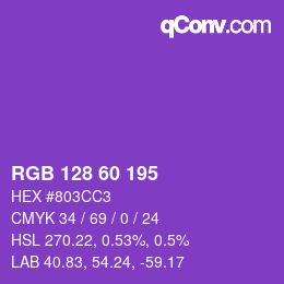 颜色代码: RGB 128 60 195 | qconv.com