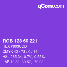 颜色代码: RGB 128 60 221 | qconv.com