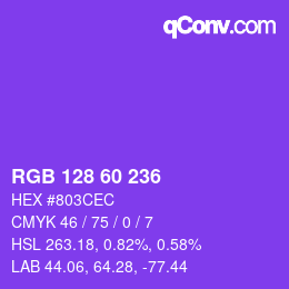 颜色代码: RGB 128 60 236 | qconv.com