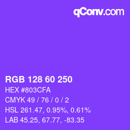 カラーコード: RGB 128 60 250 | qconv.com