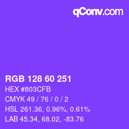 カラーコード: RGB 128 60 251 | qconv.com