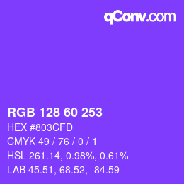 颜色代码: RGB 128 60 253 | qconv.com
