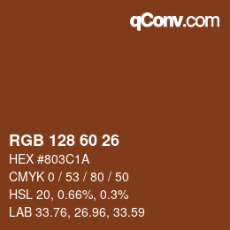 Color code: RGB 128 60 26 | qconv.com