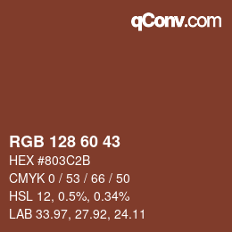 カラーコード: RGB 128 60 43 | qconv.com