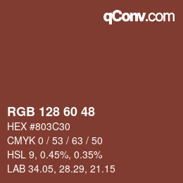 Color code: RGB 128 60 48 | qconv.com