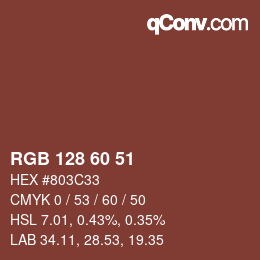 颜色代码: RGB 128 60 51 | qconv.com