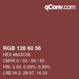 Color code: RGB 128 60 56 | qconv.com