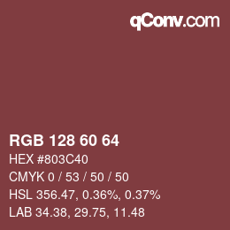 カラーコード: RGB 128 60 64 | qconv.com