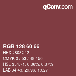 カラーコード: RGB 128 60 66 | qconv.com