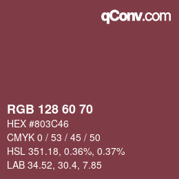 カラーコード: RGB 128 60 70 | qconv.com