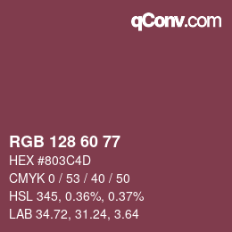 カラーコード: RGB 128 60 77 | qconv.com