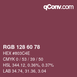 カラーコード: RGB 128 60 78 | qconv.com