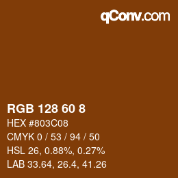 Farbcode: RGB 128 60 8 | qconv.com