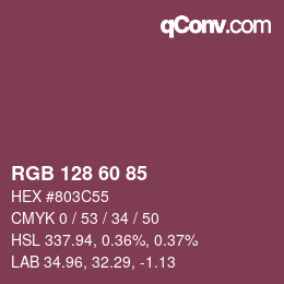 颜色代码: RGB 128 60 85 | qconv.com
