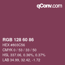 颜色代码: RGB 128 60 86 | qconv.com