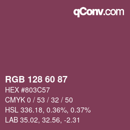 カラーコード: RGB 128 60 87 | qconv.com