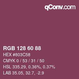 カラーコード: RGB 128 60 88 | qconv.com